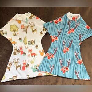 Woodland 2-pack Sleeping Baby Zipadee Zip Sleep Sacks Preemie Swaddles NEW